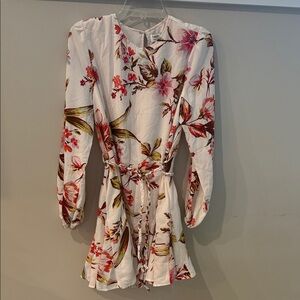 Tinsel Floral Long Sleeve Dress - Pink and Green